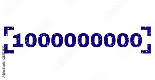 1000000000 text seal watermark with distress texture. Text label is placed between corners. Blue vector rubber print of 1000000000 with retro texture.