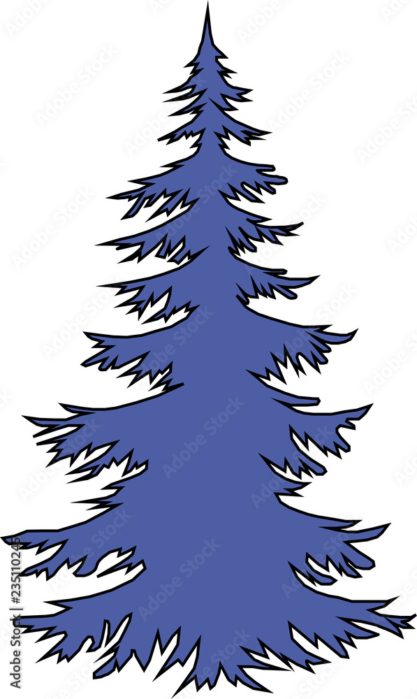Fototapeta premium Green Christmas tree on a white background 