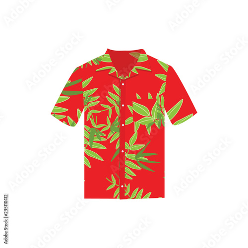 Vector illustration Hawaiian aloha shirt. Hawaii shirt aloha beach male cloth.