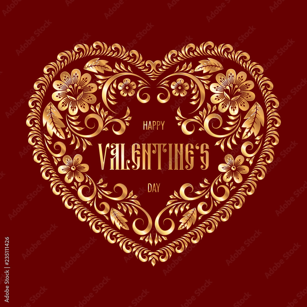 Heart-shaped frame in russian traditional style khokhloma painting. Design element for Valentines Day card Heart-shaped frame in russian traditional style khokhloma painting. Design element for Valentines Day card