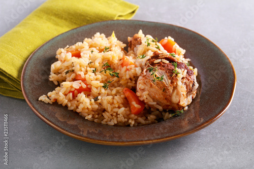 Thyme chicken drumstick with rice