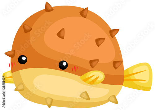 a vector of a cute and adorable puffer fish