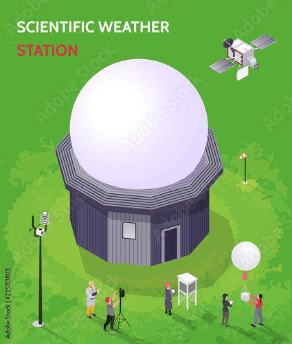 Isometric Meteorological Weather Center Composition