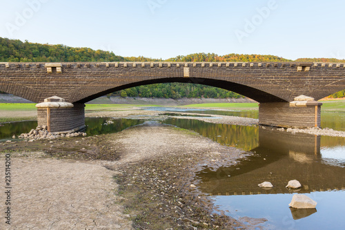 Stone arch bridge in dry german Edersee