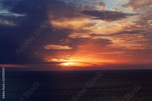 Sunset at the Mediterranean coast near Ajaccio in Corsica.