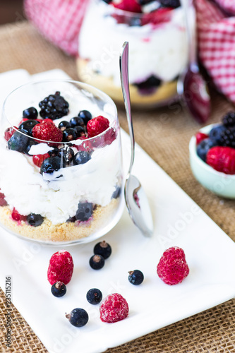 Yogurt dessert with berries