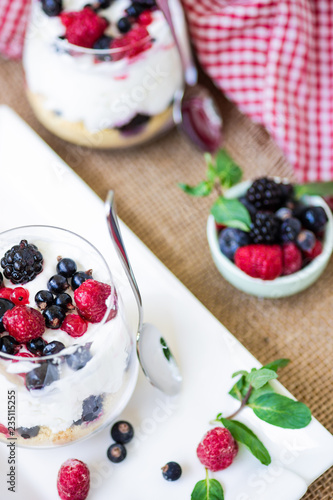 Yogurt dessert with berries