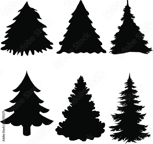 Shadow of green christmas trees on white background
