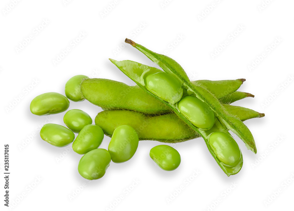 Green soy bean isolated on white clipping path Green soy bean isolated on white clipping path