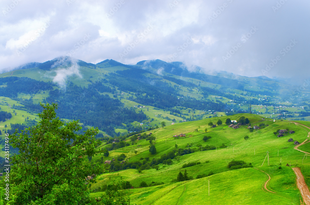 hillsides beautiful mountain landscape. Ukraine Carpathians