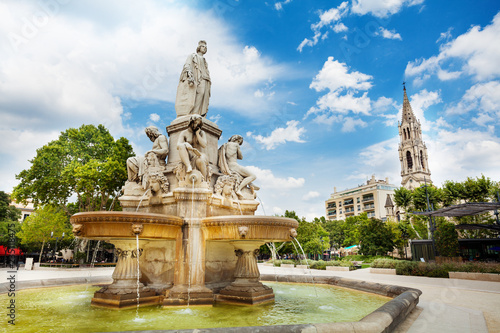 Fountain and Church of Sainte Perpetue in Nimes