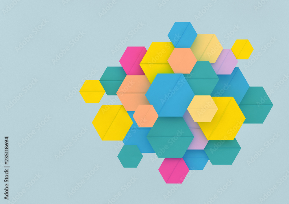 Pattern of multi coloured hexagons Pattern of multi coloured hexagons