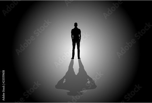 Silueta de hombre con sombra.
