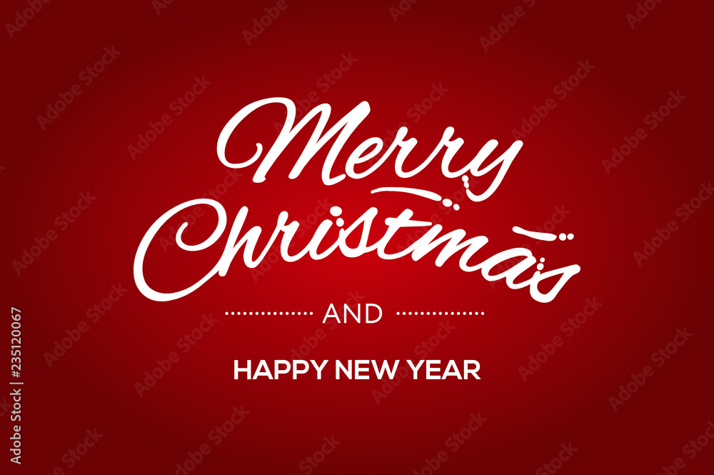 Merry Christmas and Happy New Year calligraphic design, red background, vector illustration. Merry Christmas and Happy New Year calligraphic design, red background, vector illustration.