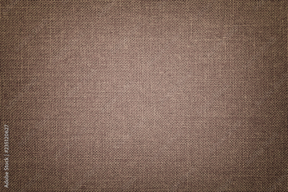 Brown background from a textile material with wicker pattern, closeup. - obrazy, fototapety, plakaty 