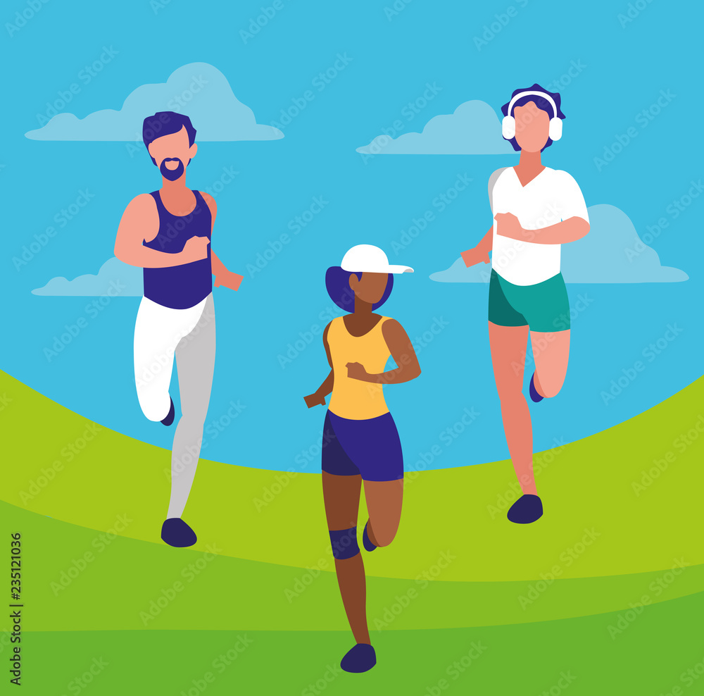Girl and boys running design Girl and boys running design