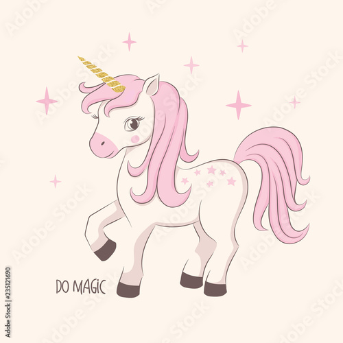Vector illustration of a cute unicorn