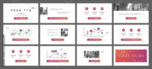 Template for business presentations. Web and Red elements on a white background.