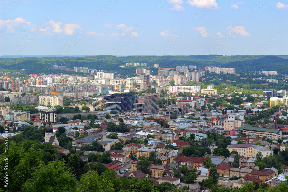 Panorama of Lvov city. Ukraine, Europe. City view, from air