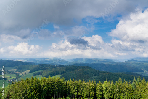 Germany  Endless black forest valleys and mountains from Huenersedel viewpoint tower