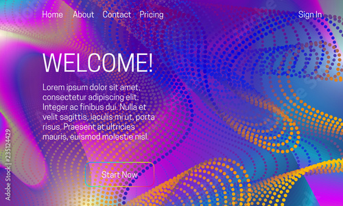 Asbtract vibrant background design. Landing page template with colorful divergent chains of dots.