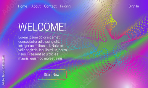 Asbtract vibrant background design. Landing page template with colorful dots dispersion.