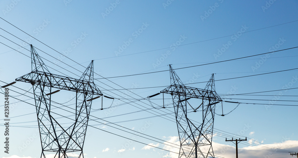 power line and electricity concept - transmission towers in united states of america power line and electricity concept - transmission towers in united states of america