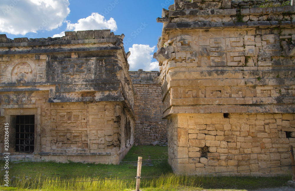 Mexico, Yucatán - February 15, 2018: Mexico, Chichen Itza.Ruins of the private yard, possibly belonged to the royal family