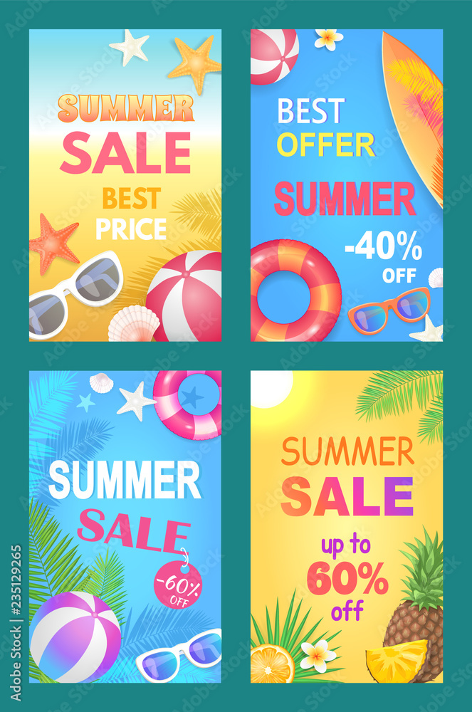Summer Sale Best Price Set Vector Illustration Summer Sale Best Price Set Vector Illustration