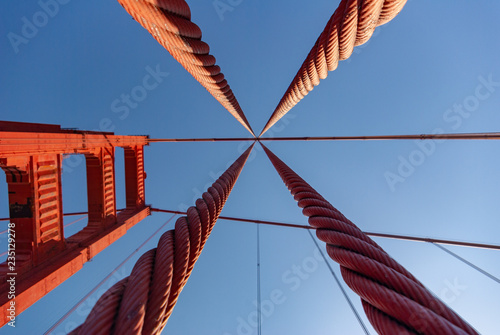 The cabling of Golden Gate Bridge, San Francisco