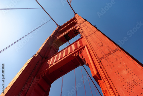 Looking up at Golden Gate Bridge support tower