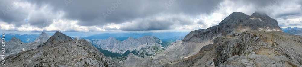 Landscape view from path leading to highest Slovenian mountain Triglav at 2864m.