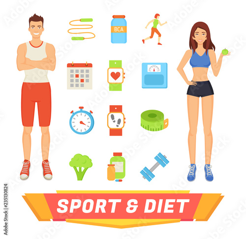 Sport and Diet People Icons Vector Illustration