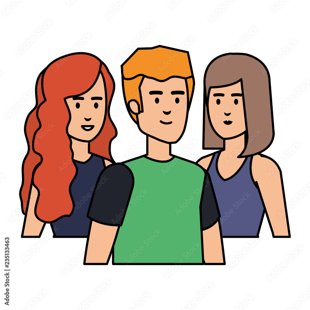 Fototapeta premium group of young people characters