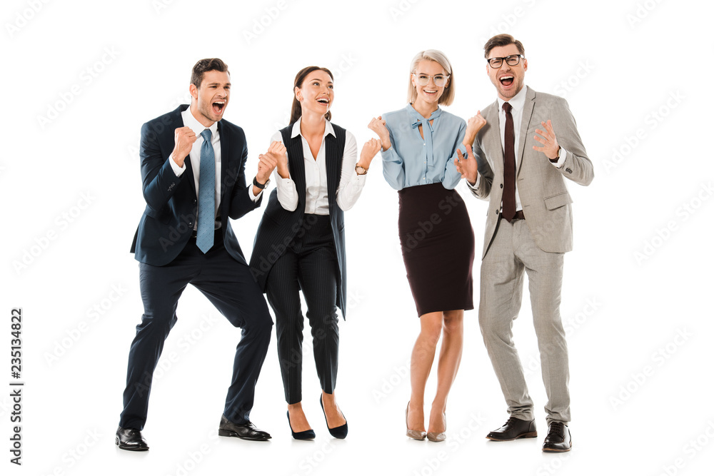 successful excited business team celebrating isolated on white successful excited business team celebrating isolated on white