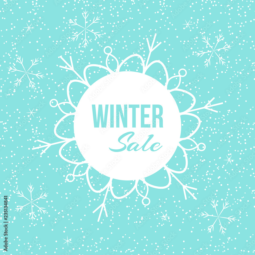 Vector illustration with snowflakes and lettering Vector illustration with snowflakes and lettering