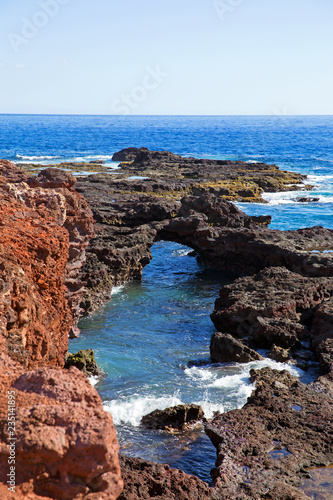 Famous red shore of Lanai island, Hawaii