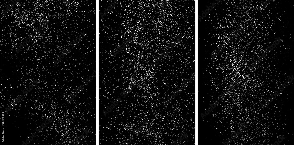 White grainy texture isolated on black background.White grainy texture isolated on black background. Damaged textured. Snow design elements. Set vector illustration,eps 10.