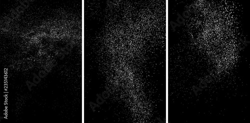 White grainy texture isolated on black background.White grainy texture isolated on black background. Damaged textured. Snow design elements. Set vector illustration,eps 10.
