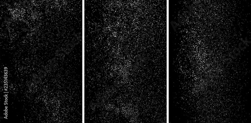 Obraz na płótnie White grainy texture isolated on black background.White grainy texture isolated on black background. Damaged textured. Snow design elements. Set vector illustration,eps 10. w salonie