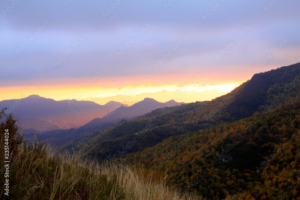 Mountain scenery in the morning