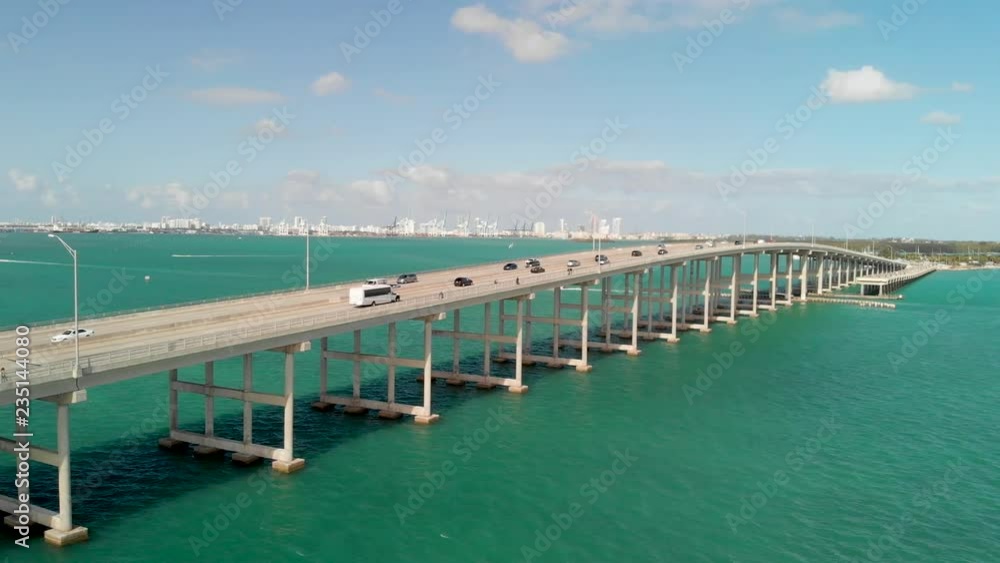 Rickenbacker Causeway aerial view on a beautiful sunny day, Miami, Florida Rickenbacker Causeway aerial view on a beautiful sunny day, Miami, Florida
