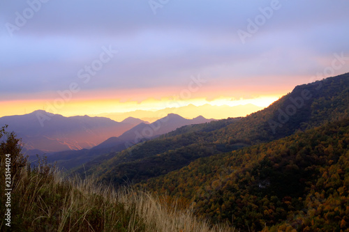 Mountain scenery in the morning
