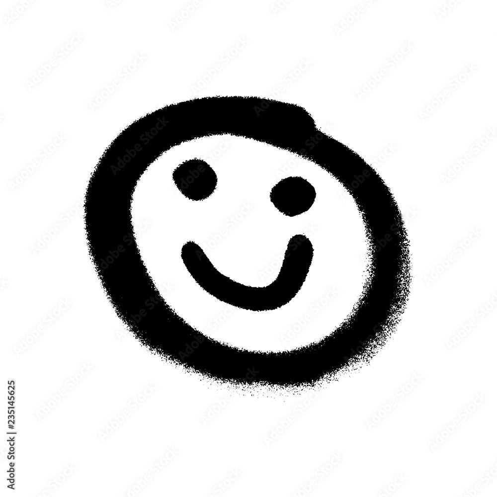 Fototapeta premium Graffiti grunge emoji with black ond white colour