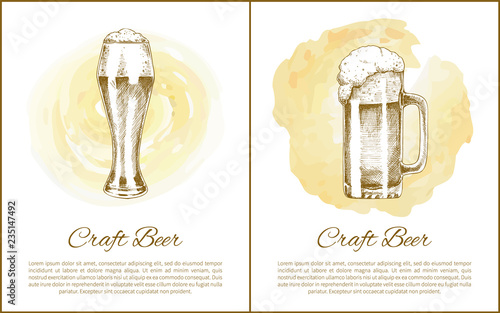 Craft Beer Objects Set Hand Drawn Vector Sketches