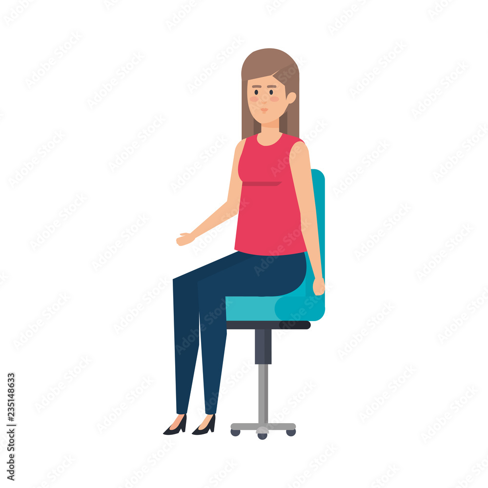 woman sitting in office chair woman sitting in office chair