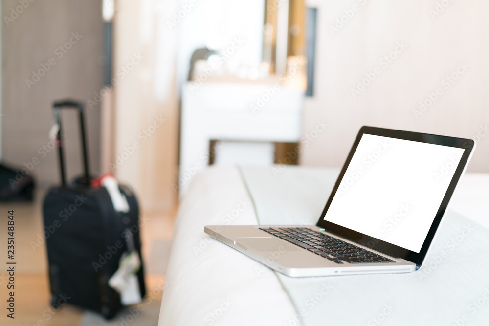 Working with a laptop on the bed Working with a laptop on the bed