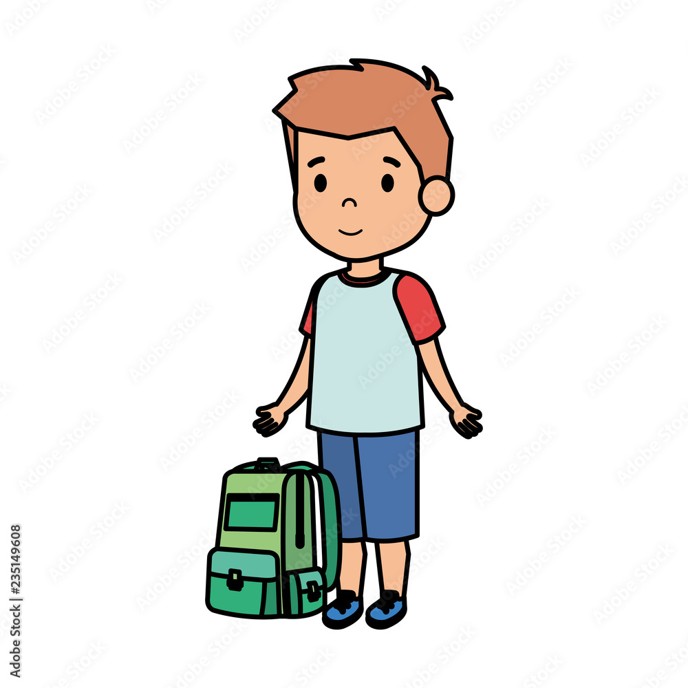 little boy with schoolbag character little boy with schoolbag character