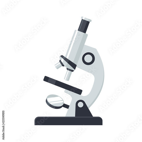 Microscope isolated on white background. Vector illustration. Flat design.