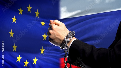 European Union sanctions Russia, chained arms, political or economic conflict